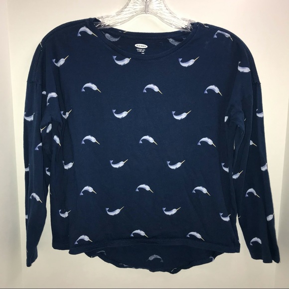 Old Navy “Softest Tee”, navy blue with narwhal print - Picture 1 of 6
